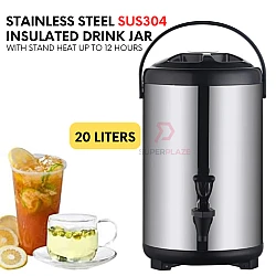 20 Liters 304 Stainless Steel Insulated Bucket Hot Cold Drink Jar Milk Tea Beverage Storage Dispenser