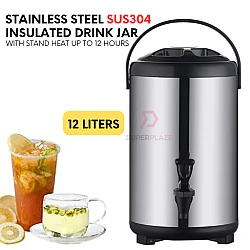 12 Liters 304 Stainless Steel Insulated Bucket Hot Cold Drink Jar Milk Tea Beverage Storage Dispenser