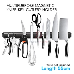 55cm Black Color Multipurpose Wall Magnetic Knife Cutlery Utensil Key Holder Rack