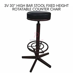 30inch 3V High Bar Stool Fixed Height Rotatable Counter Chair Powder Coating Steel Stool