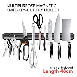 48cm Black Color Multipurpose Wall Magnetic Knife Cutlery Utensil Key Holder Rack