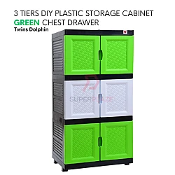 Green Color 3 Tiers DIY Storage Cabinet Plastic Chest Drawer