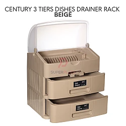 Beige Color 3 Tiers Century Dishes Drainer Cabinet Kitchen Storage Rack