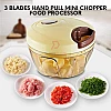 3 Blades Hand Pulled Mini Chopper Food Processor Easy Manual Cutter