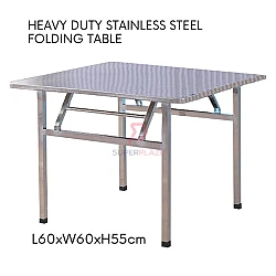 60x60x55cm Stainless Steel Folding Portable Banquet Table Function Working Bazaar Study Dining Table