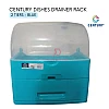Blue 2 Tiers Century Dishes Drainer Cabinet Kitchen Storage Rack
