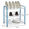 3 Layers 3V Epoxy Coated Dishes Drainer Kitchen Storage Pantry Rack