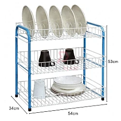 3 Layers 3V Epoxy Coated Dishes Drainer Kitchen Storage Pantry Rack