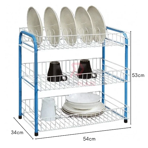 3 Layers 3V Epoxy Coated Dishes Drainer Kitchen Storage Pantry Rack