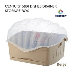 Beige Century 6881 Dishes Drainer Rack Cutlery Storage Case Storage Box