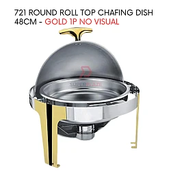 Gold 1P No Visual 48cm Stainless Steel Polished Round Roll Top Chafing Dish Buffet Set Catering Dishes Server