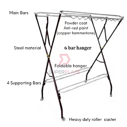 6 Bars 3V Paxo Cloth Drying Rack Outdoor Laundry Hanger Blanket Towel Dryer