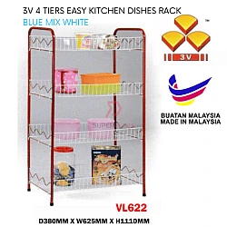 Blue Mix White 3V 4 Tiers New Value Multipurpose Kitchen Storage Cloth Rack