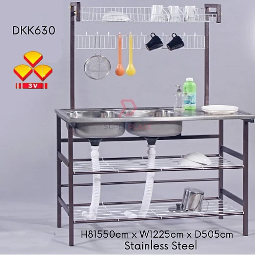 DKK630 3V Katka Advance Dual Drainer Rack Multifunctional Stainless Steel Sink Rack