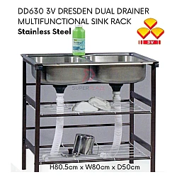 DD630 3V Dresden Dual Drainer Rack Multifunctional Stainless Steel Double Sink Rack