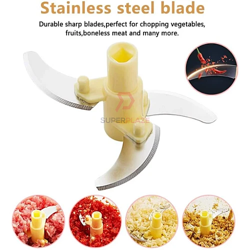 3 Blades Hand Pulled Mini Chopper Food Processor Easy Manual Cutter