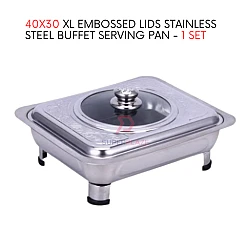 1 Set 40x30cm XL Embossed Lids Stainless Steel Buffet Set Catering Serving Tray Food Pan