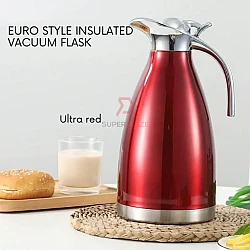 Ultra Red 2 Liters Euro Style Insulated Thermal Flask Stainless Steel Vacuum Flask Double Wall