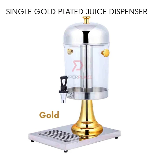 Gold 8 Liters Single Stainless Steel Polycarbonate Ice Chamber Juice Beverage Dispenser
