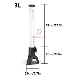 Black 3L With Ice Tube Polycarbonate Juice Tower Beer Cocktail Cold Drink ABS Beverage Dispenser