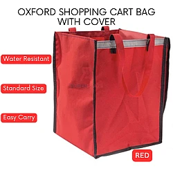 Red With Cover Oxford Shopping Cart Bag Market Cart Multipurpose Carrying Canvas Bag