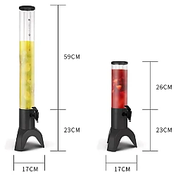 Black 1.5L With Ice Tube Polycarbonate Juice Tower Beer Cocktail Cold Drink ABS Beverage Dispenser