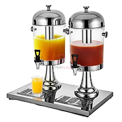 Full Silver 16L Double Polycarbonate Juice Dispenser Ice Chamber Beverage Storage Buffet Dispenser