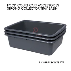 3 Collector Trays Basin Food Court Cart Accessories Dustbin Storage Case