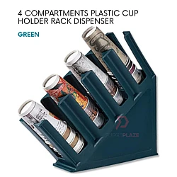 Green 4 Compartments Plastic Cup Holder Rack Counter Coffee Dispenser Bubble Tea Milk Tea