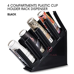 Black 4 Compartments Plastic Cup Holder Rack Counter Coffee Dispenser Bubble Tea Milk Tea