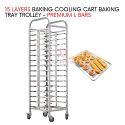 Premium L Bars 15 Layers Baking Cooling Cart Tray Grill Baker Cart Baking Tray Trolley