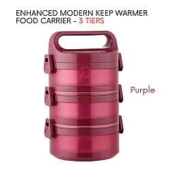 Purple 3 Tiers SUS304 Food Storage Carrier Tiffin Carrier Portable Stainless Steel Thermal Lunch Box