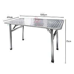 100x60x75cm Stainless Steel Folding Portable Banquet Table Function Working Bazaar Study Dining Table