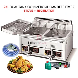 24 Liters Dual Tank Stove Plus Regulator Commercial Gas Deep Fryer Desktop Automatic Temperature Fryer