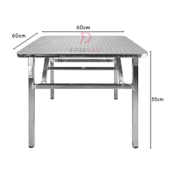60x60x55cm Stainless Steel Folding Portable Banquet Table Function Working Bazaar Study Dining Table