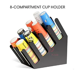 Black 8 Compartments Plastic Cup Holder Rack Counter Coffee Dispenser Bubble Tea Milk Tea