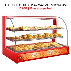 Red DS-3P 95cm Large Commercial Electric Food Display Warmer Show Case Heating Machine