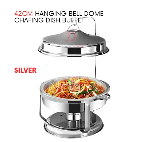 Silver 42cm Hanging Bell Dome Chafing Dish Buffet Serving 