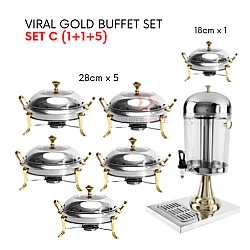 Set C 7 Pcs Viral Gold Buffet Set Ketam Berkas Lauk  Hidangan  Jamuan Katering Set Party Tray Berkas Air