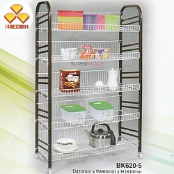 Copper White 3V 5 Tiers Detachable Powder Coated Bakery Rack Multipurpose Clothes Dishes Rack