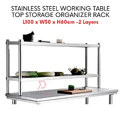 L100xW30xH60cm 2 Layers Heavy Duty Kitchen Overshelf Working Table Storage Extension Additional Rack