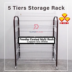 Copper Mix White 3V 5 Tiers Bakery Rack Powder Coated Multi Rack Kitchen Dishes Rack Clothes Rack