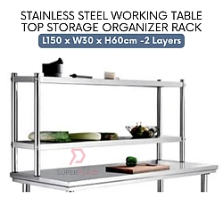 L150xW30xH60cm 2 Layers Heavy Duty Kitchen Overshelf Working Table Storage Extension Additional Rack