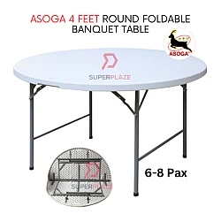 Asoga 4 Feet Round Foldable Banquet Table Portable Round Multifunctional Dining Table