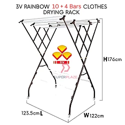 3V Rainbow 10 plus 4 Bars Clothes Drying Rack Outdoor Clothes Towel Hanger