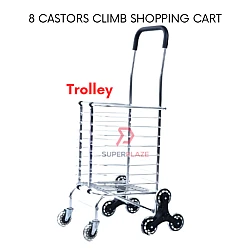 806BF 8 Castors Fixed Climb Shopping Cart Multipurpose Foldable Market Trolley