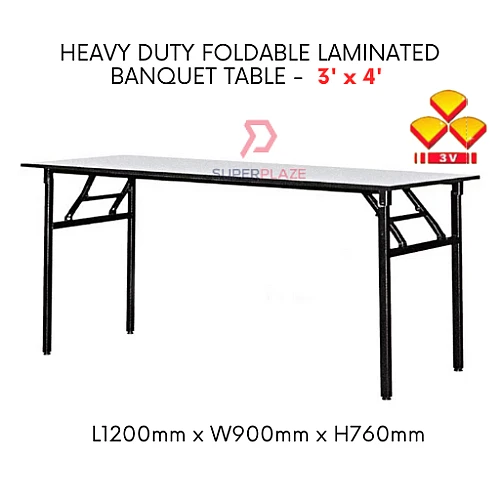 3V 3x4 Feet Heavy Duty Laminated Wood Top Banquet Table Folding Function Table