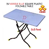 3V Marble Blue 2x3 Feet Plastic Foldable Table Portable Dining Table Study Table Kitchen Table Outdoor