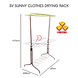 3V Sunny Clothes Drying Rack Towel Super Hanger Indoor Outdoor 9 Bars Rack Hanger