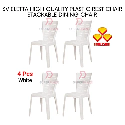 White Color 4 Pcs 3V Eletta High Quality Plastic Rest Chair Stackable Dining Chair